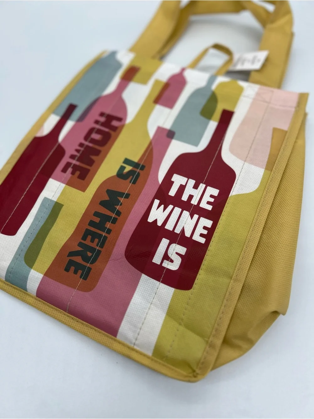 The Wine reusable Tote Bag - Multicolor Bottle Print